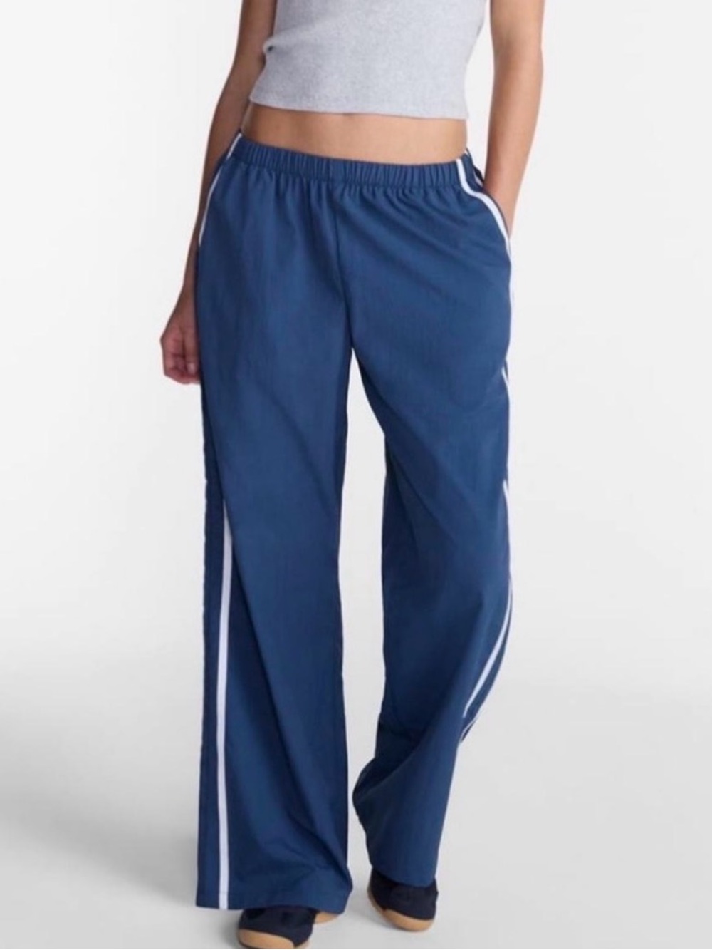 No Boundaries Navy Track Pants with White Side Stripes